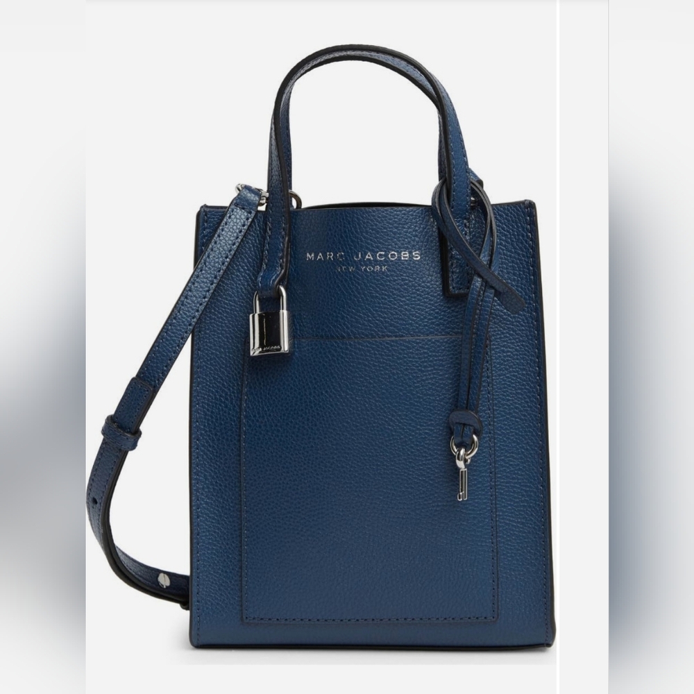 NWOT Marc Jacobs Navy Pebbled Leather Mini Tote Crossbody